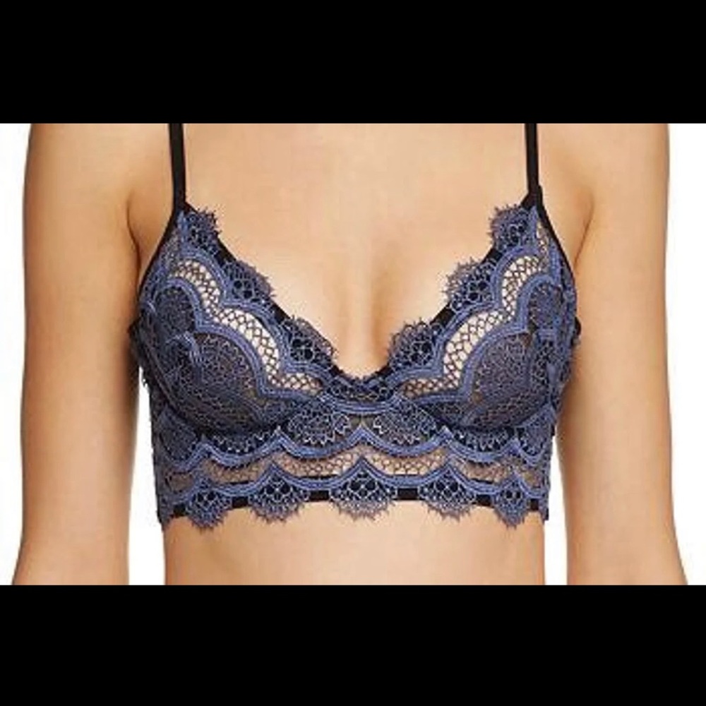Thistle and Spire 32D Halsey lace bra blue black